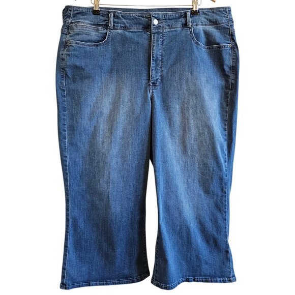NYDJ Wide Leg Compass Cool Embrace Lift Tuck High Rise Crop Denim Jeans 18W - Picture 1 of 11